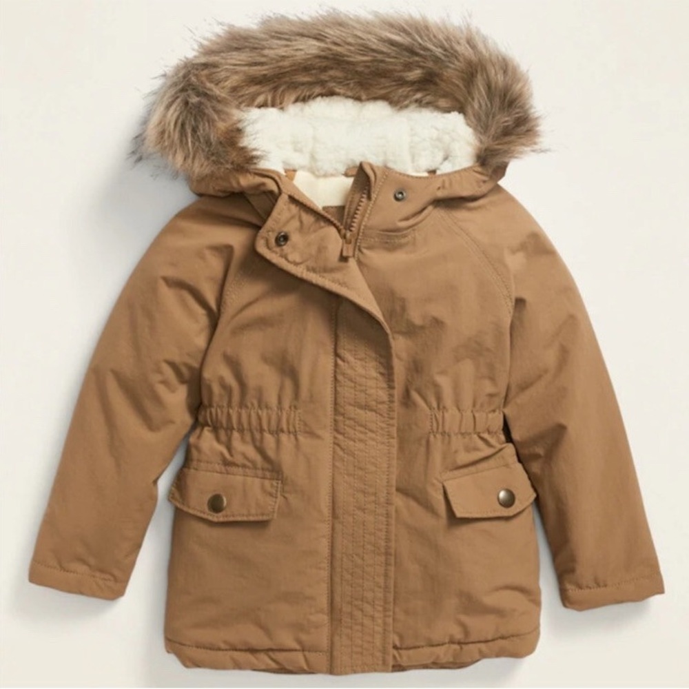 Old Navy | Toddler Girl Tan Hooded Faux Fur Jacket‎